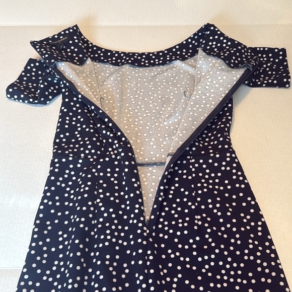 Banana Republic Factory Print Pleated Waist Sheath Dress Polka Dot Size 0 - Picture 11 of 13